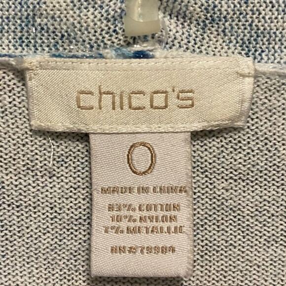 Chico’s Open Front Cardigan Women’s Size 4 XS Lightweight Shimmer 3/4 Sleeves - Picture 7 of 9